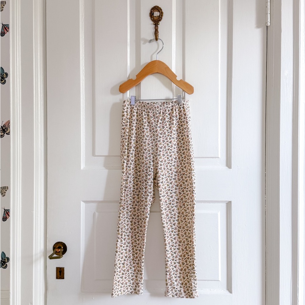 Doen Floral Knit pants in Cream and Pink